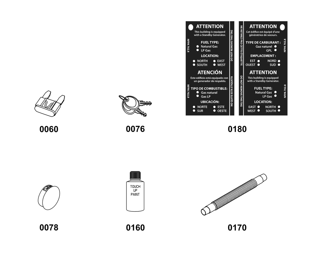 Accessory Group Diagram and Parts List for 040592-01  Briggs and Stratton Generator